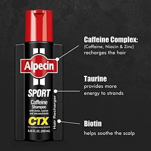 Champú deportivo Alpecin CTX, niacina, aceite de ricino crecimiento natural del cabello Foto 4 de 4