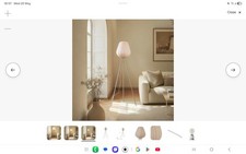 Image of Tripod Metal Floor Lamp Fabric Shade Free Standing
