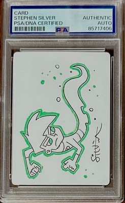 Stephen Silver Auto + Sketch of Danny Phantom on Card w/ PSA DNA Certification