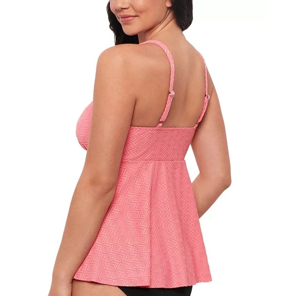 Camiseta sin mangas Swim Solutions para mujer rosa texturizada fluida con aros talla US 12 Foto 3 de 4