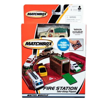 Matchbox Fire Station Take Along Spielset mit 1 Auto