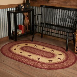 Jute Primitive Country Oval Braided Rug, Primitive Country Area Rugs