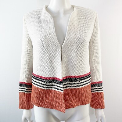 Sandro Paris Ivory Blazer Jacket Orange Stripe Business Casual Womens 40