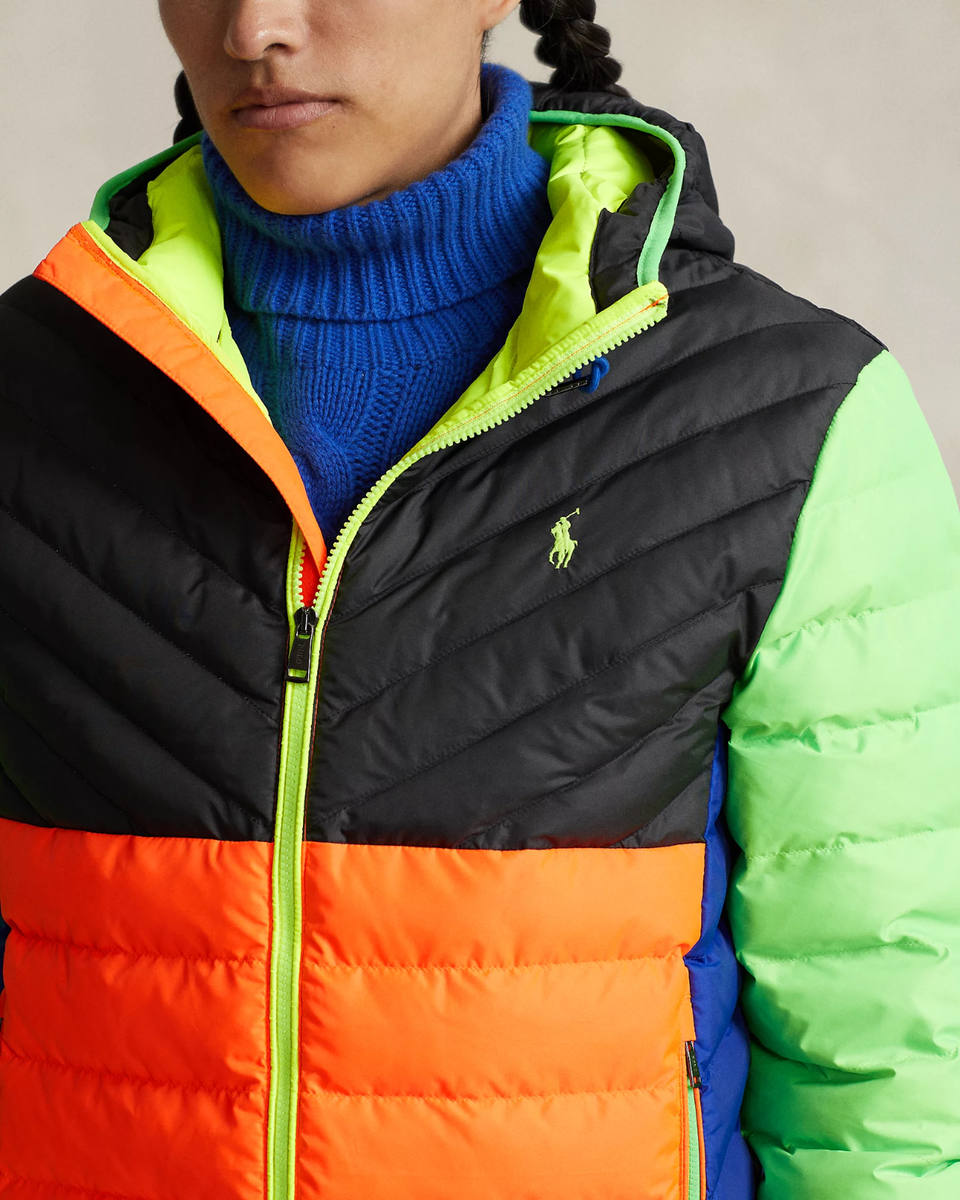 $298 Polo Ralph Lauren Hi-Tech Color block Neon Puffer Men's XS