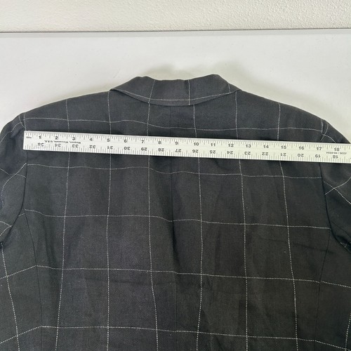 Lauren Ralph Lauren Blazer Womens Size 12 Black White Check Linen Buttons Jacket - Picture 11 of 13