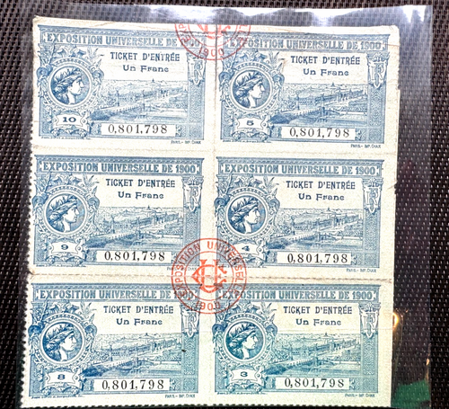 RARE Entrance tickets France - Universal Exhibition 1900