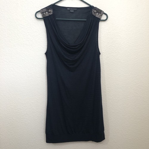 A/X ARMANI EXCHANGE Womens Medium Sleeveless Cowl Neck Tunic Top Tee Thin NWOT - Picture 2 of 17