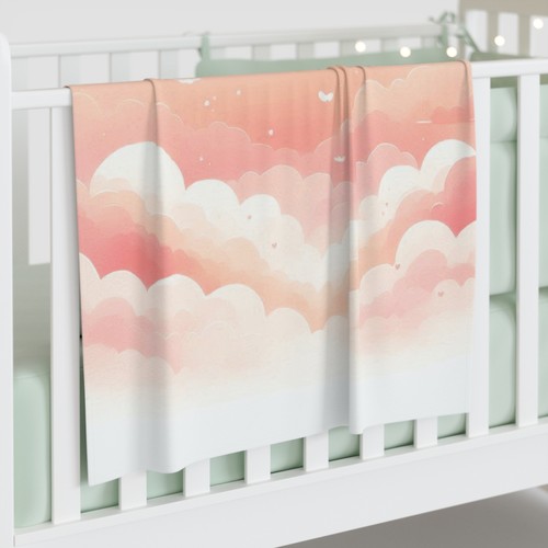 Baby Toddler Blanket Soft Comfy Clouds Pink Hearts Design 7, Gift 30x40 - Picture 4 of 5