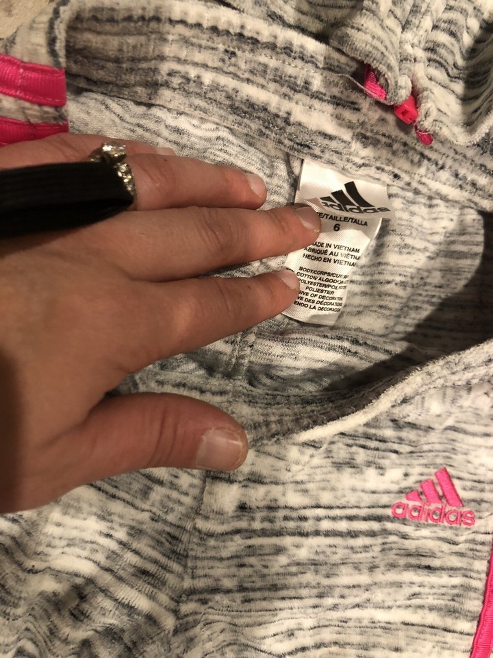 Adidas Girls Grey And Pink Hoodie Sweatpants Set Size 6 eBay