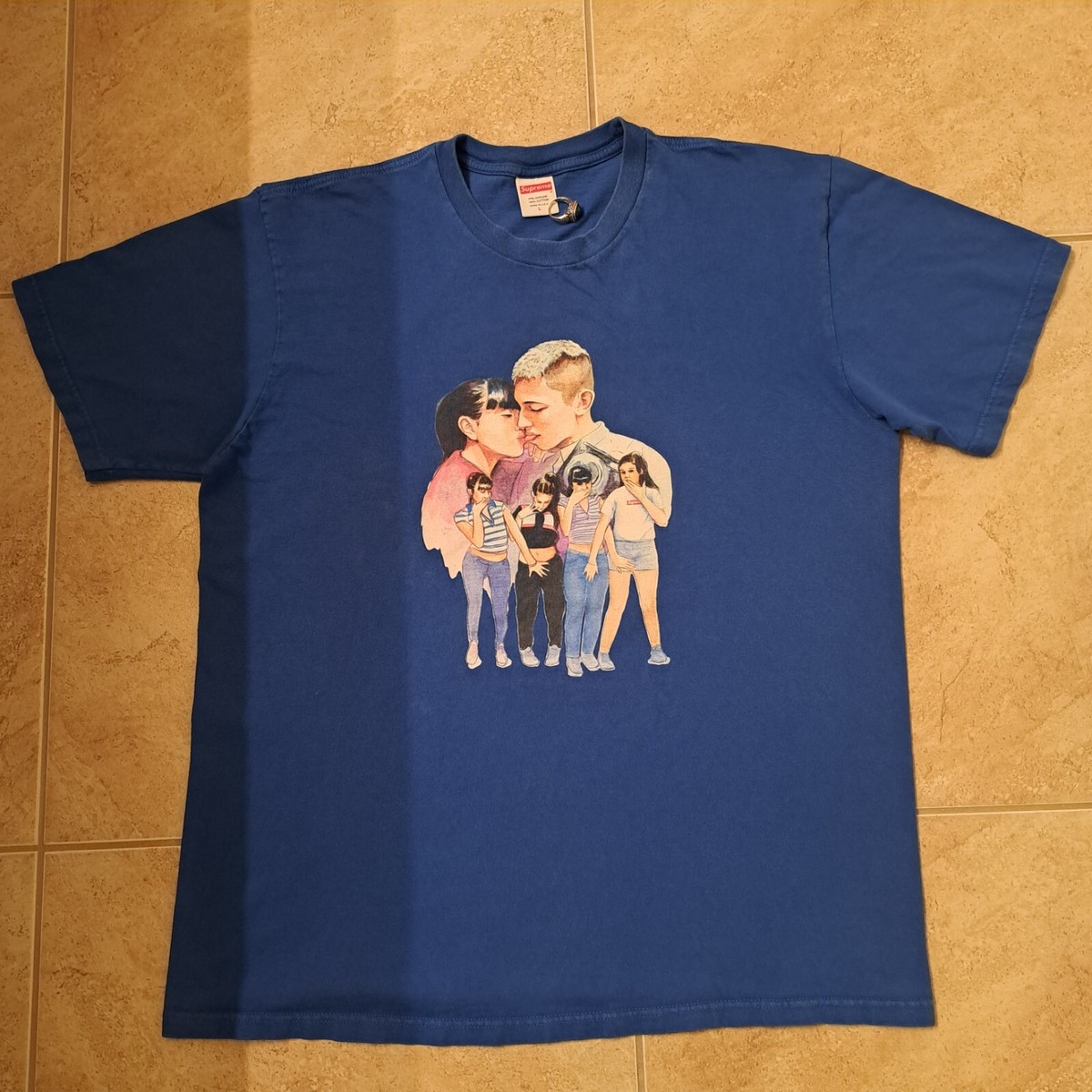 SUPREME Shirt Mens Large White Kiss Tee Made in USA Teen Limited 