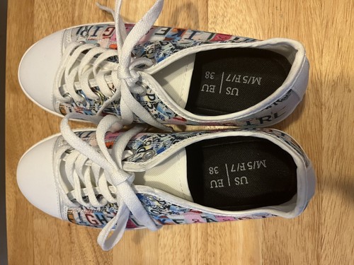 “Fight Like A Girl” Low Canvas Skate Sneakers White/Multi Women’s Size 7 - Picture 6 of 8