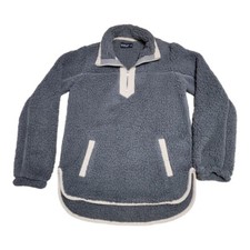 Abercrombie Fitch Pullover Womens Medium Gray Soft A F Sherpa Fleece 1/4 Zip