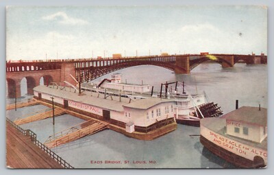 Eads Bridge Steamer Wheel Paddler Office Spread Eagle Alton Grafton Postcard J