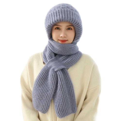 2In1 Winter Women Ladies Woolly Thick Knit Hat And Scarf Set Soft Warm Wooll USA - Picture 11 of 12
