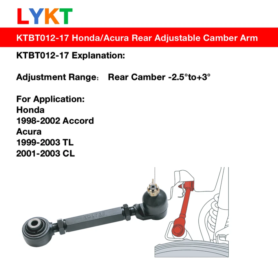 LYKT 6pcs Adjustable Arms Alignment Rear Camber&Toe Kit for Honda Accord 98-02 - Image 2 of 4