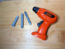 Tool Toy Lot Black & Decker Drill Hand Press Button 3 Bit Turn Tighten Pretend