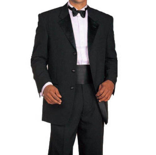 Men's 3 Button Tuxedo Suit w/ Flexible Waistband T802 Black Men's 3 Button Tuxedo Suit w/ Flexible Waistband T802 Black