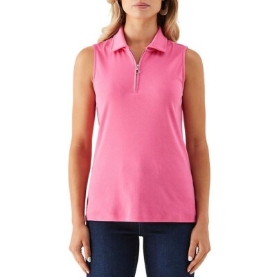 Rafaella Ladies Sleeveless Polo Size M Carmine Rose