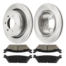 Rear Vented Disc Brake Rotors + Brake Ceramic Pads For Ford F-150 F150 2012-2020