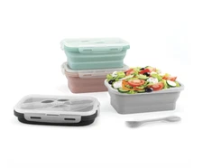 Krumbs Kitchen Essentials Silicone Collapsible Lunch Container with Spoon/Fork