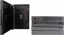  5 Black 4 Disc Capacity 27mm DVD Boxes Replacement Cases Plastic NEW DV4R27BK