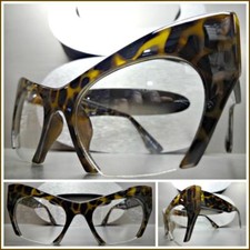 Classy Elegant Exotic Retro Cat Eye Style Clear Lens EYE GLASSES Leopard Frame