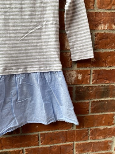 Vinyard Vines Girls Small Gray Blue Stripe Long Sleeve Dress Nautical Coastal - Picture 3 of 9