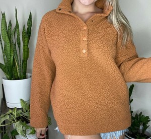 aerie cloud sherpa oversized button pullover