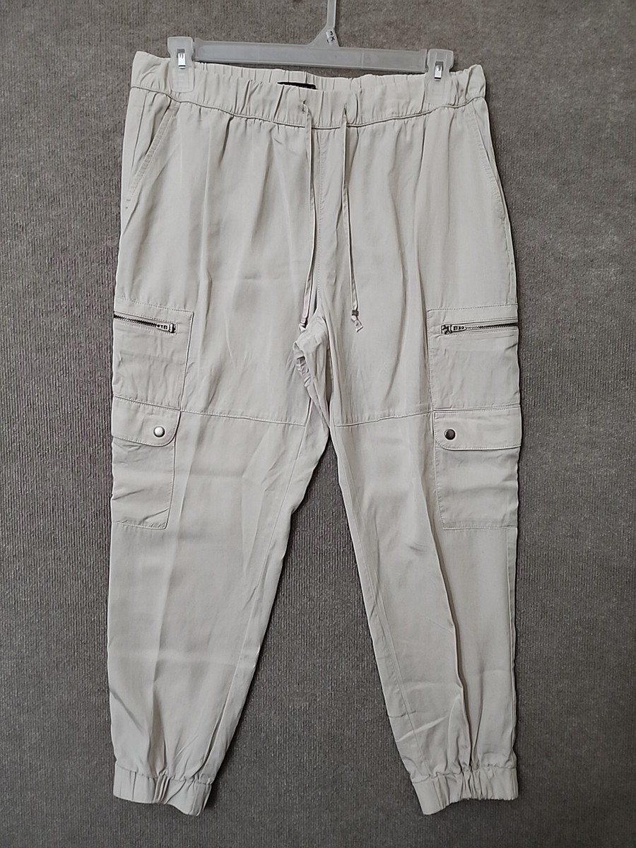 BANANA REPUBLIC Tencel Cargo Jogger Pants Women L Ivory Beige Pull