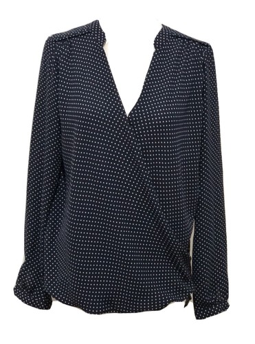 SEED HERITAGE Navy Polka Dot Wrap Assymetric Blouse. Size 6-8. GUC - Picture 2 of 9