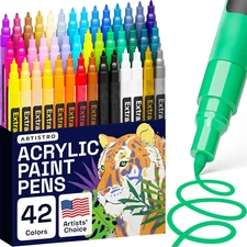 ARTISTRO 42 Acrylic Paint Pens, Art Set Acrylic Markers for Textile, Canvas, Roc