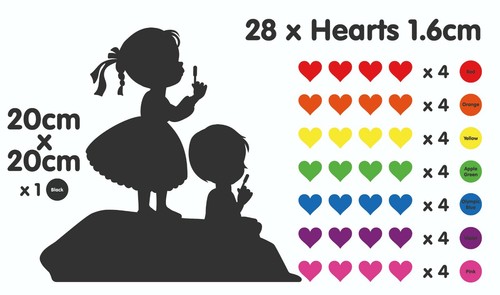 Girl / Boy Blowing Rainbow Hearts Vinyl Decal / Wall Art / Window Decal - Picture 17 of 42