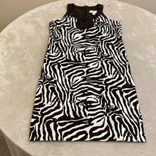 Ann Taylor Loft Womens Brown White Animal Print Sleeveless Shift Dress Size 2P