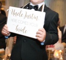 Uncle Justin here comes the bride wedding sign