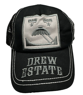 Drew Estate Cigars Hat Cap Adjustable Mesh Strap Back Adult Black Mr Drew Face