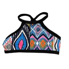 Seafolly Girls Halter Neck Multicolor Print Bikini Top Swimwear Size 6 New