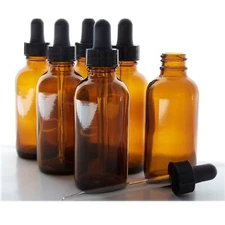 2oz Amber Glass Bottles Glass Eye Dropper Dispenser Oils Travel Aromatherapy 6pk