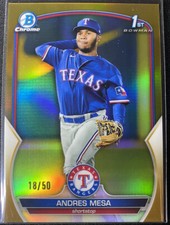 2023 Bowman Chrome Andres Mesa #/50 1st Gold Refractor SSP #BCP-44 Rangers