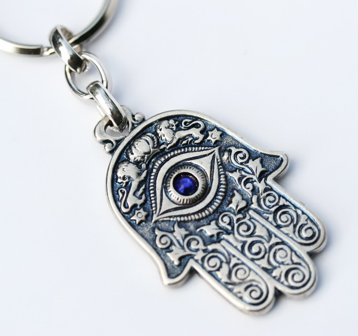 HAMSA Hand KEYCHAIN Jewish Symbols Charm Amulet, Kabbalah & Evil