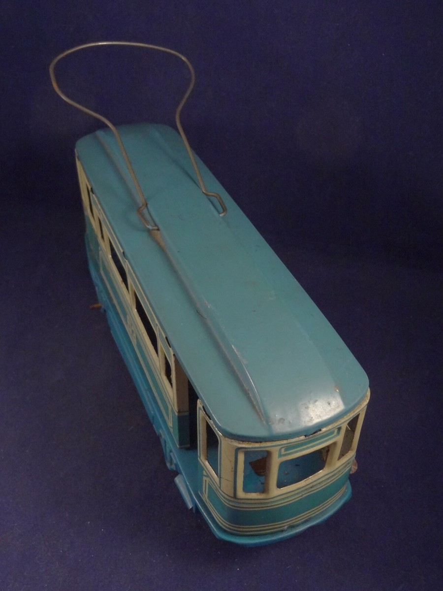 Lot De 2 Jouets Anciens En Tôle PH : Tramway + Locomotive – À Restaurer