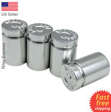 4x Wheel Tire Valve Cap Stem Cover For Truck Car Bike Bullet Shell Style Silver