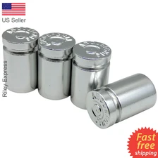 4x Wheel Tire Valve Cap Stem Cover For Truck, Car Bike Bullet Shell Style SILVER