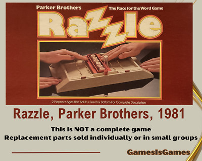 Board Game Parts: RAZZLE word game, Parker Brothers, 1981, replacement pieces