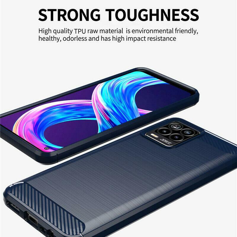 Per Realme 8 Pro Custodia,Sottile Fibra Di Carbonio Gel Telefono Cover Schermo - Foto 2