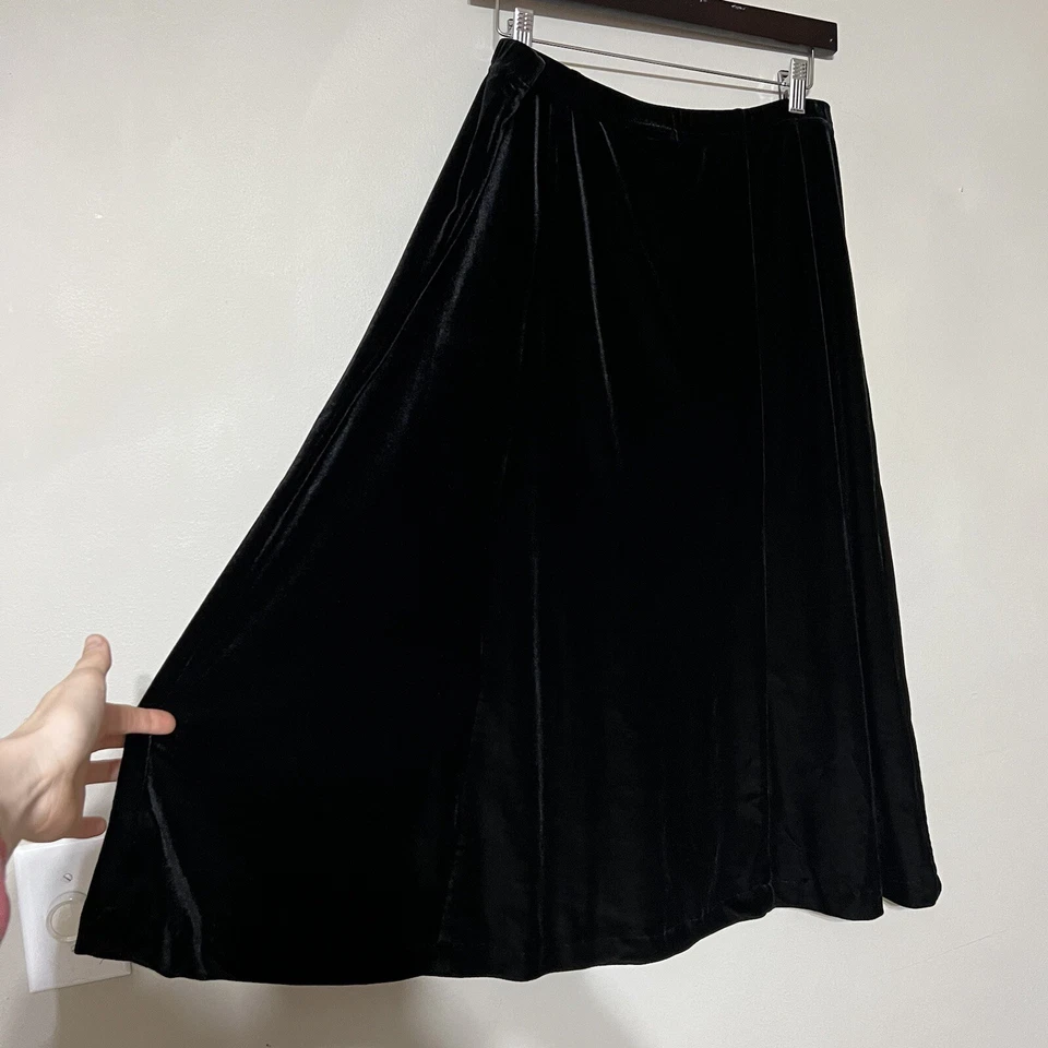 Falda midi de terciopelo Coldwater Creek vintage talla XL pequeña cintura elástica caprichosa Foto 2 de 4