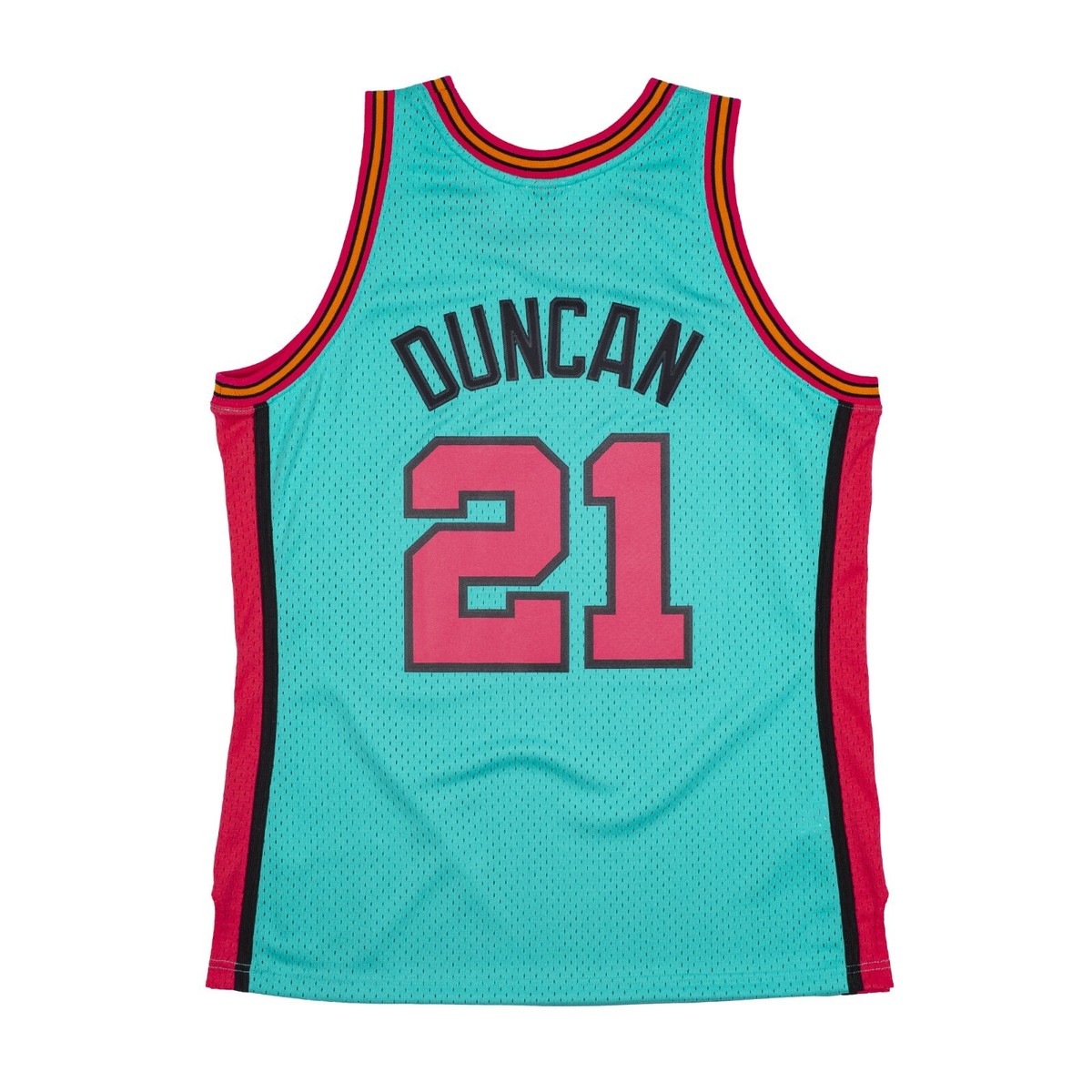 Tim Duncan San Antonio Spurs Mitchell & Ness 1998/99 Hardwood Classics  Fadeaway Swingman Player Jersey - Pink/Teal