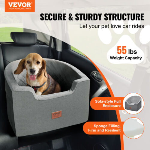 VEVOR Hunde Autositz Vorder/Rücksitz Hundesitz Auto 560x508x410mm 25kg Grau - Bild 2 von 12
