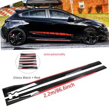 Side Skirt Extension 2.2 M Glossy Black Red Line For Chevrolet Chevy Cruze Lt