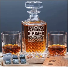 Decanter Set with 2 Whisky Glasses - Great Gift for Dad or Husband