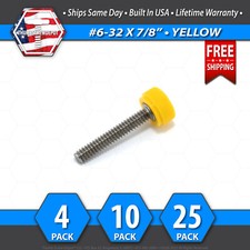  6-32 x 7/8" Thumb Screw Stainless Steel - Yellow Round Knurled Knob - USA